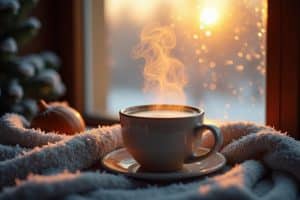 Ein guten Morgen mit Winter und Kaffee